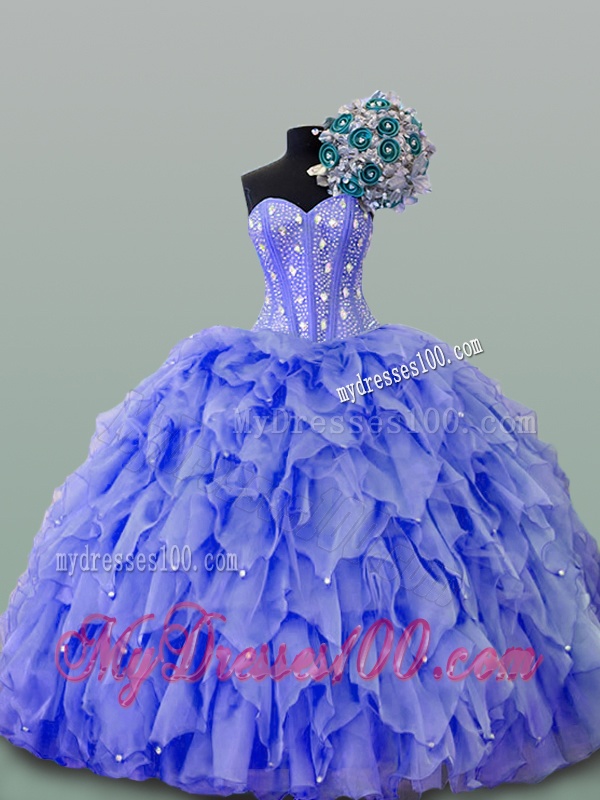 2016 Purple Quinceanera Dresses with Beading and Ruffles