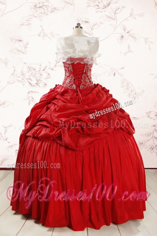 2016 Red Affordable Sweetheart Beading Quinceanera Dresses