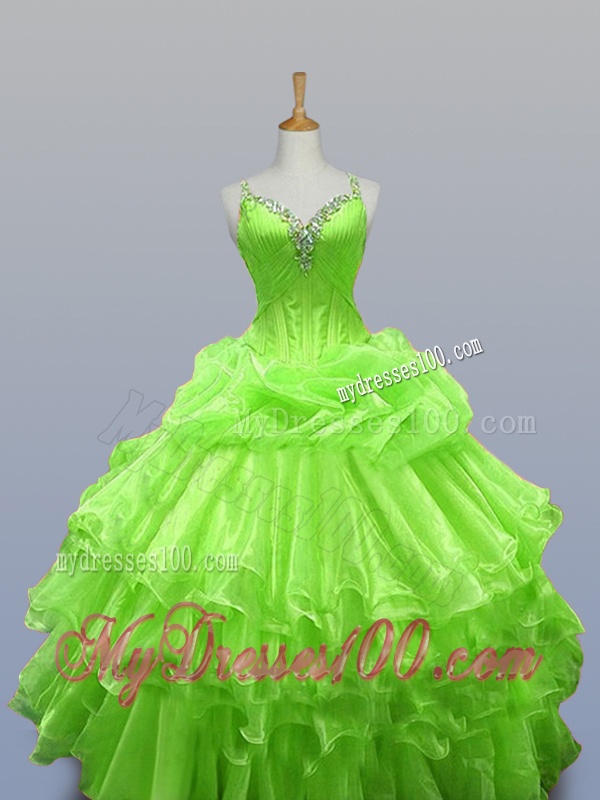2016 Romantic Straps Quinceanera Dresses with Ruffled Layers