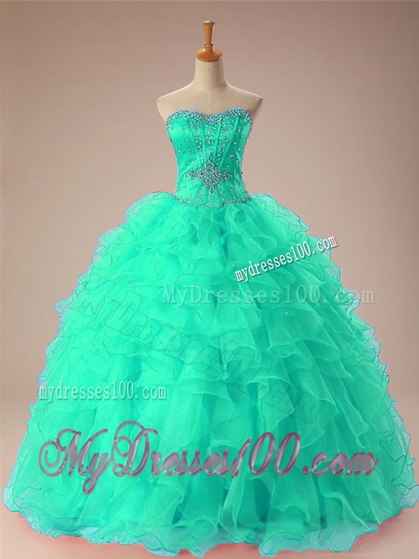 2016 Romantic Sweetheart Beaded Quinceanera Dresses with Ruffles