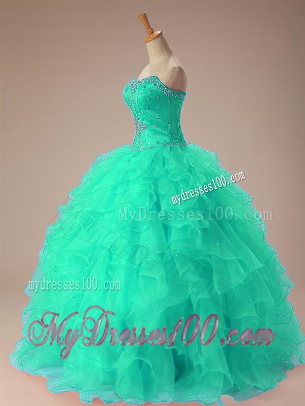 2016 Romantic Sweetheart Beaded Quinceanera Dresses with Ruffles
