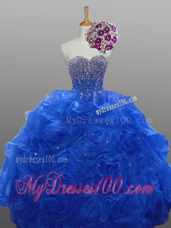 2016 Sweetheart Quinceanera Dresses with Beading and Rolling Flowers