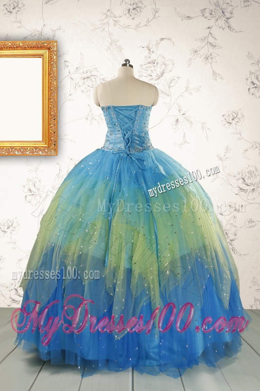 2016 Unique Sweetheart Beading Quinceanera Dresses in Multi-color