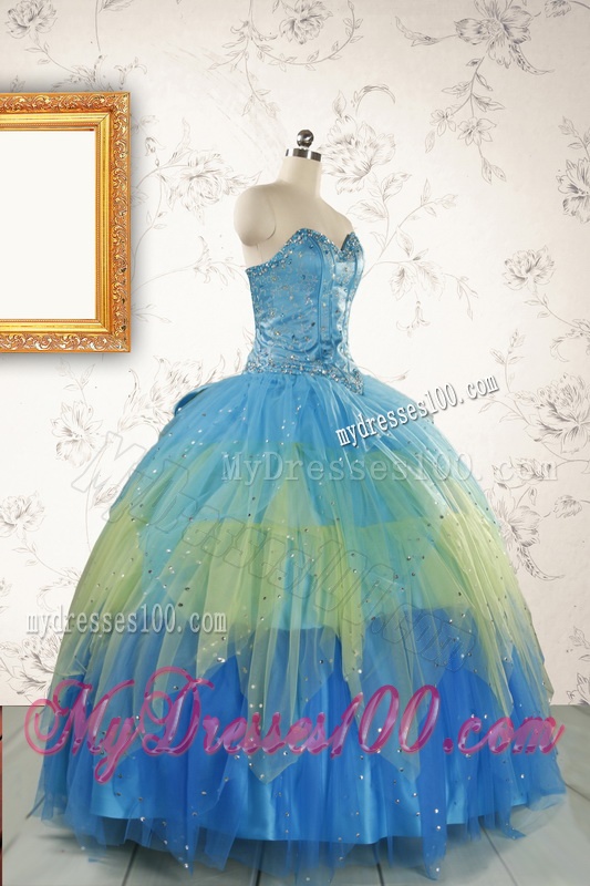 2016 Unique Sweetheart Beading Quinceanera Dresses in Multi-color