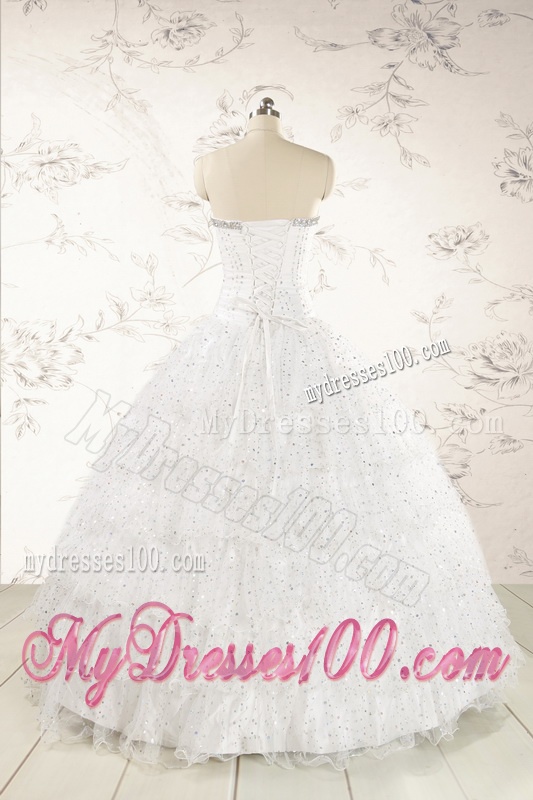 The Most Popular White Sequins Ball Gown Quinceanera Dresses for 2016