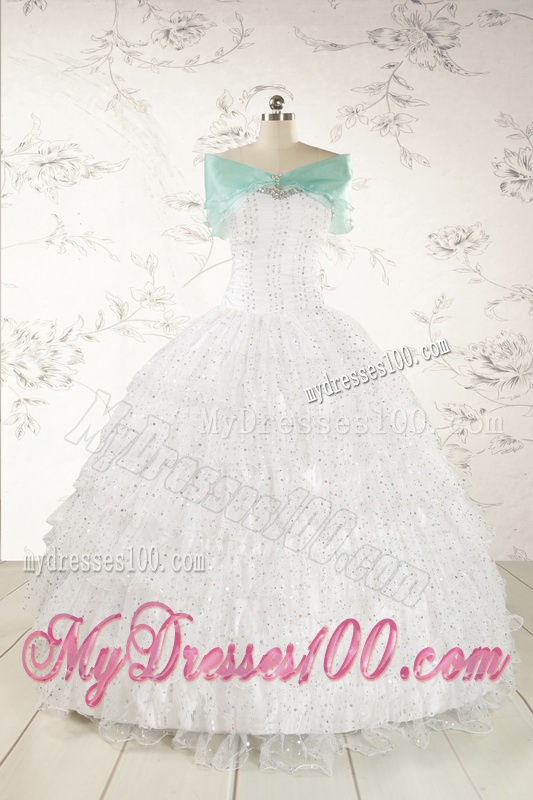 The Most Popular White Sequins Ball Gown Quinceanera Dresses for 2016