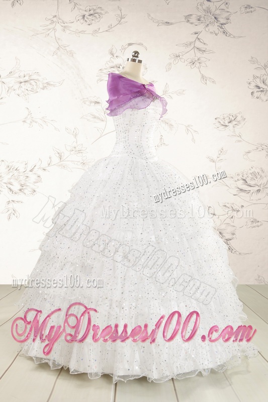 The Most Popular White Sequins Ball Gown Quinceanera Dresses for 2016