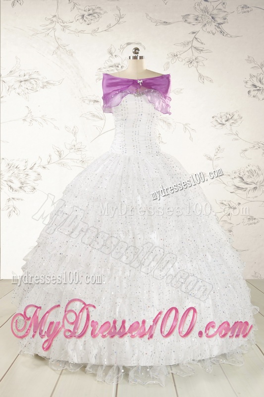The Most Popular White Sequins Ball Gown Quinceanera Dresses for 2016