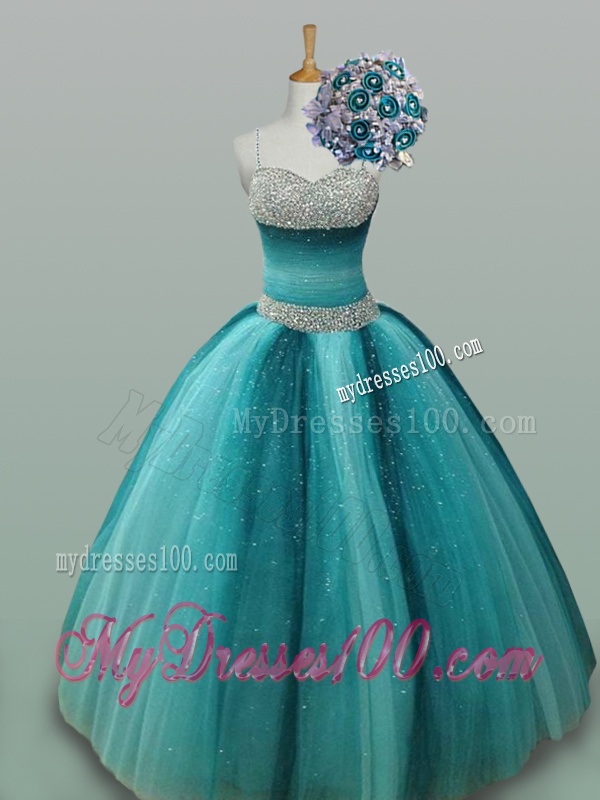 Beaded Spaghetti Straps Quinceanera Dresses in Tulle for 2016