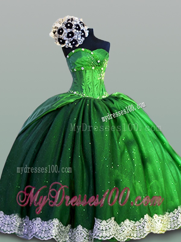 Beautiful Laced Sweetheart Green Quinceanera Dresses for 2016 Summer