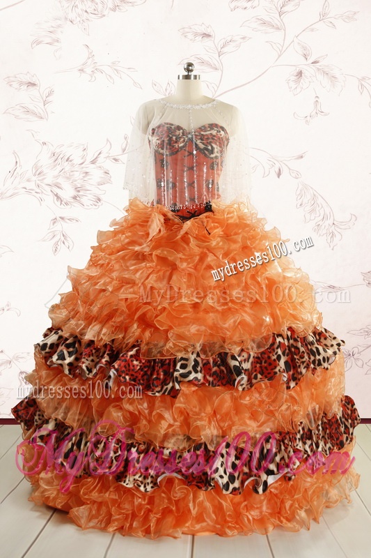 Beautiful Orange Quinceanera Dresses with Ruffles