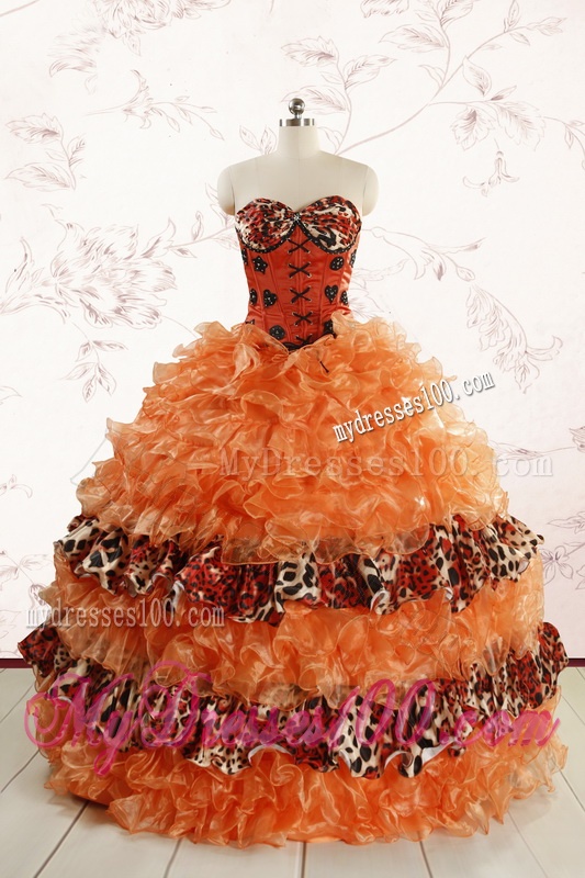 Beautiful Orange Quinceanera Dresses with Ruffles