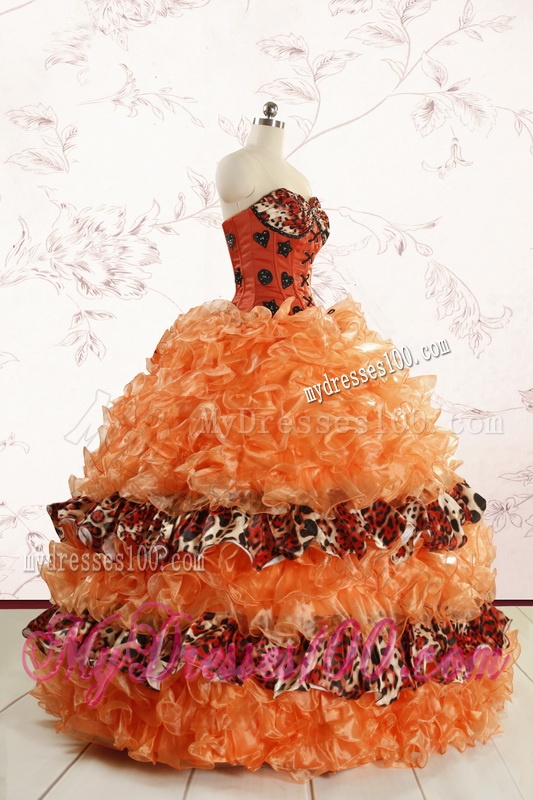 Beautiful Orange Quinceanera Dresses with Ruffles