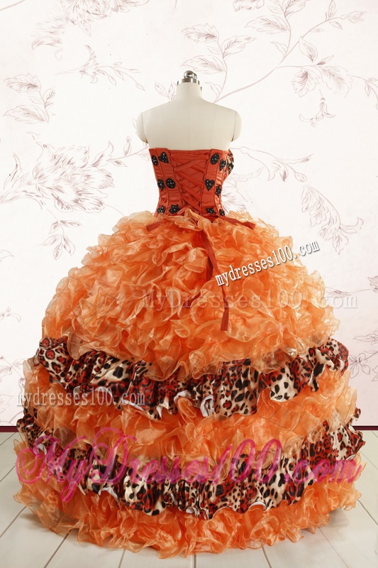 Beautiful Orange Quinceanera Dresses with Ruffles