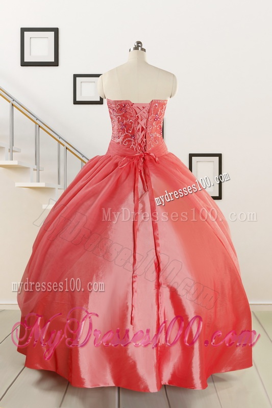 Cheap Strapless Ball Gown Quinceanera Dresses in Watermelon for 2016