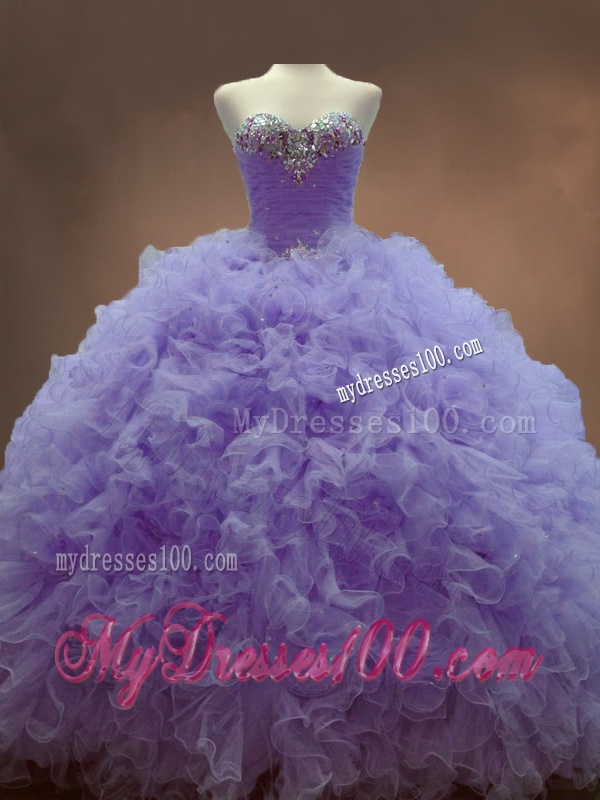 Classical Beaded Sweetheart Lavender Sweet 16 Gowns with Ball Gowns