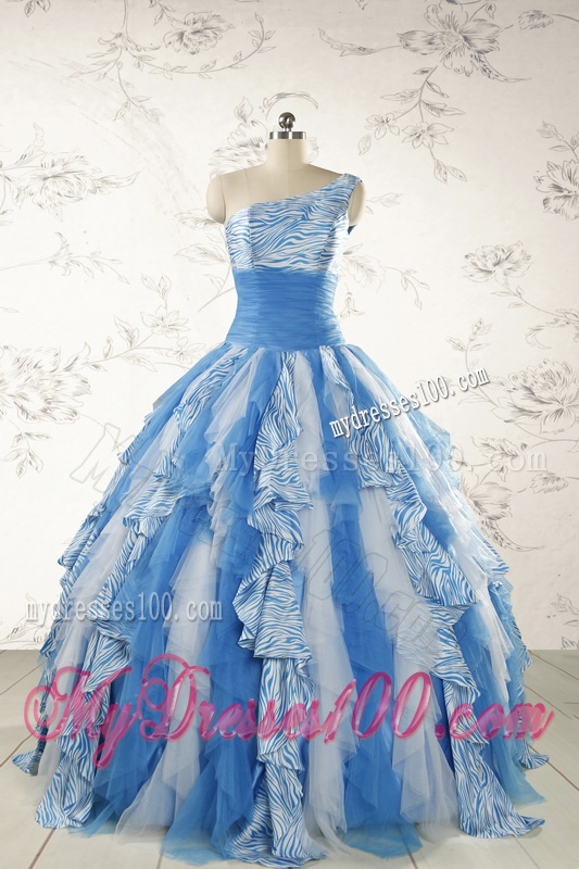Discount One Shoulder Printed Quinceanera Dresses for 2016
