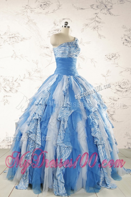 Discount One Shoulder Printed Quinceanera Dresses for 2016