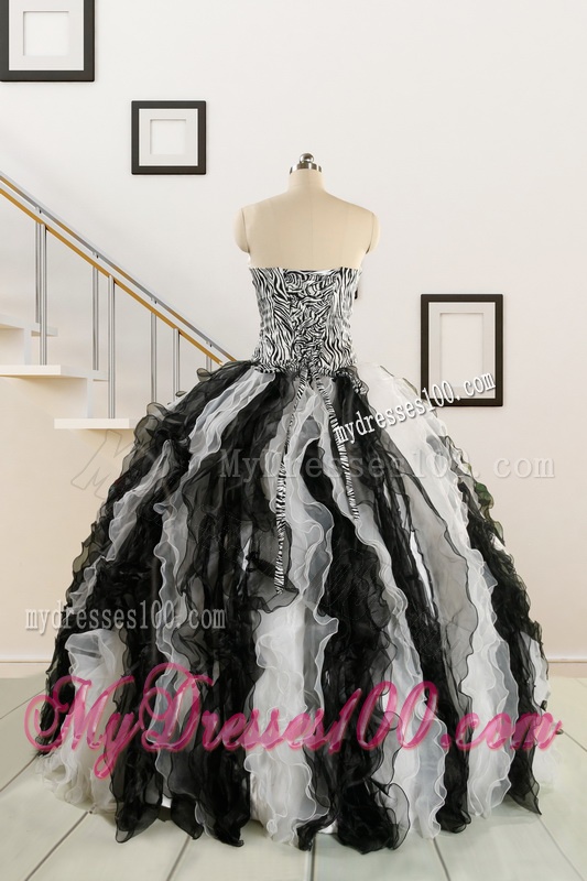 Discount Quinceanera Dress with Zebra and Ruffles