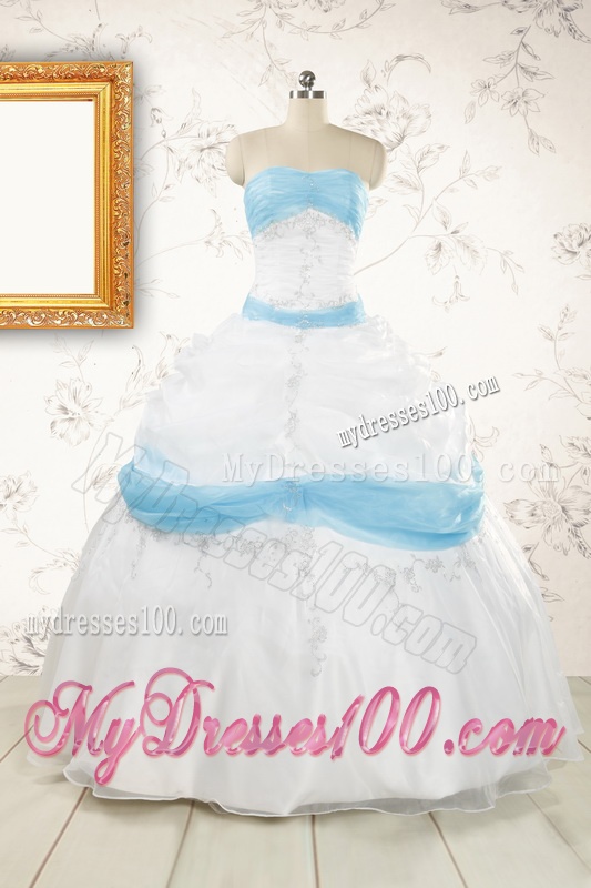 Elegant Ball Gown Quinceanera Dress in White and Baby Blue