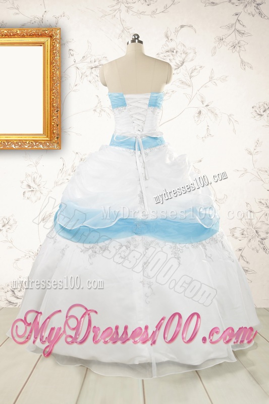 Elegant Ball Gown Quinceanera Dress in White and Baby Blue