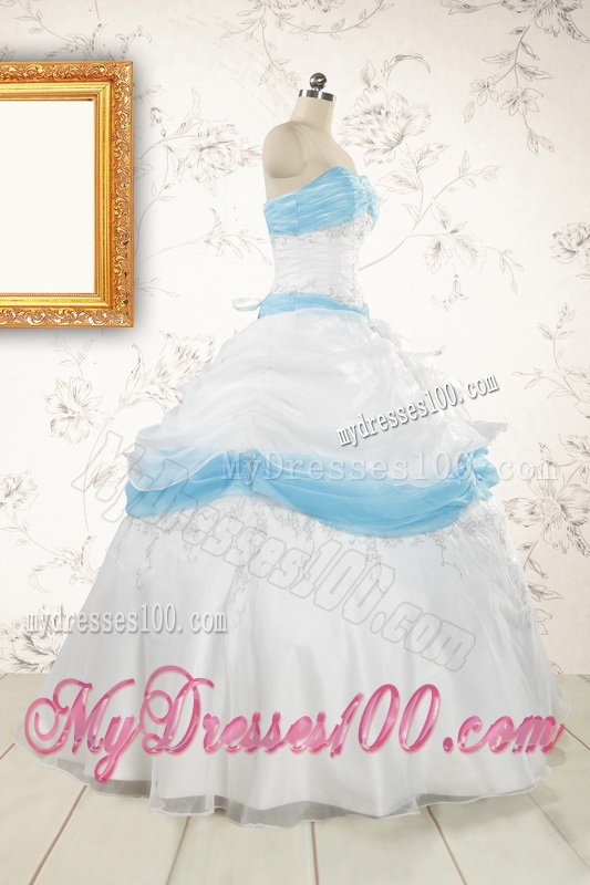 Elegant Ball Gown Quinceanera Dress in White and Baby Blue