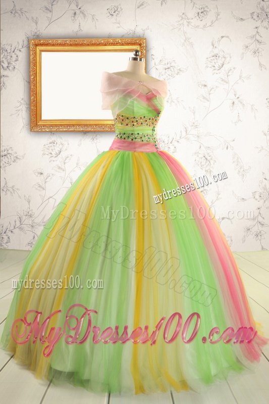 Elegant Beaded Ball Gown Sweet 16 Dresses in Multi Color for 2016