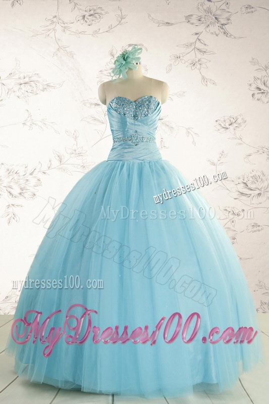 Elegant Beading 2016 Quinceanera Dress in Baby Blue