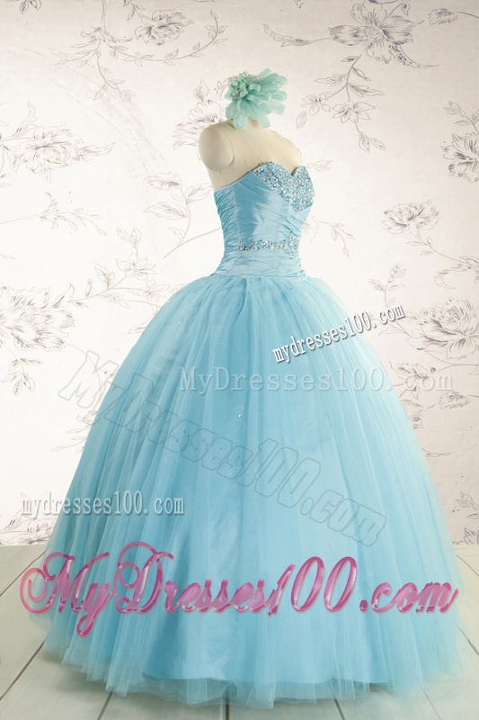 Elegant Beading 2016 Quinceanera Dress in Baby Blue