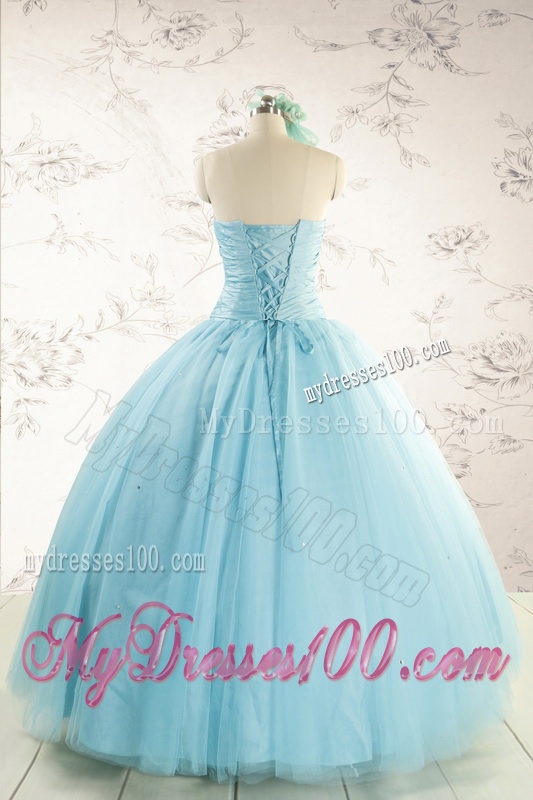 Elegant Beading 2016 Quinceanera Dress in Baby Blue