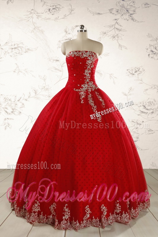 Elegant Red Strapless Quinceanera Dresses for 2016