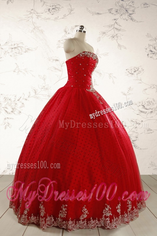 Elegant Red Strapless Quinceanera Dresses for 2016