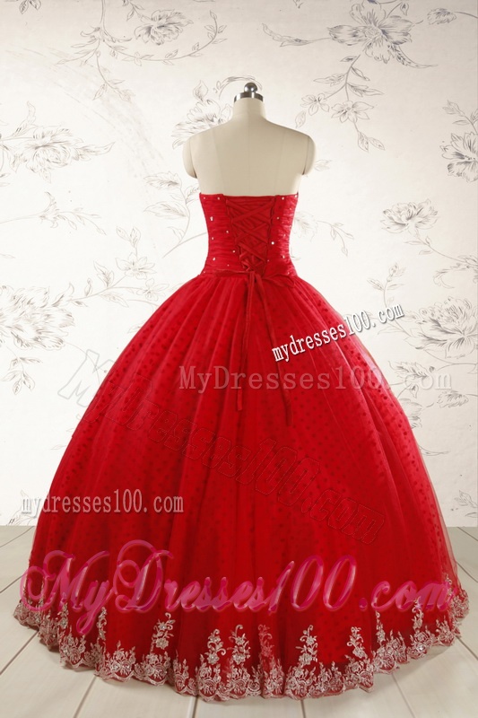 Elegant Red Strapless Quinceanera Dresses for 2016