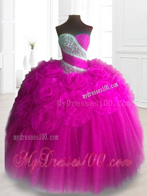 Elegant Sweetheart Quinceanera Dresses with Beading and Hand Made Flowers