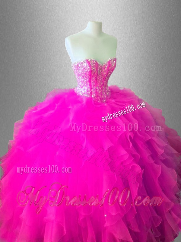 Fashionable Ball Gown Ruffles Sweet 16 Gowns with Beading