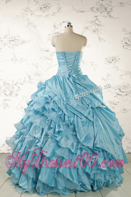 Fashionable Beading Aqua Blue Quinceanera Dresses for 2016
