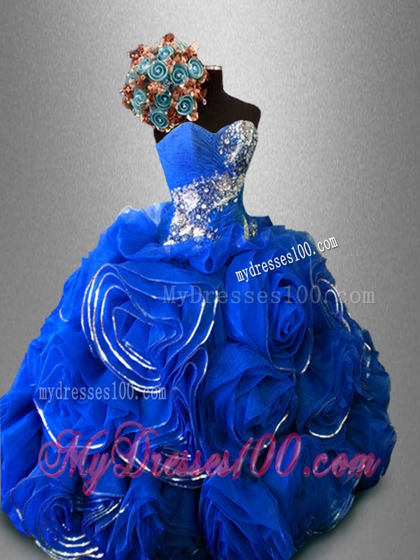 Fashionable Rolling Flowers Sweet 16 Dresses with Beading