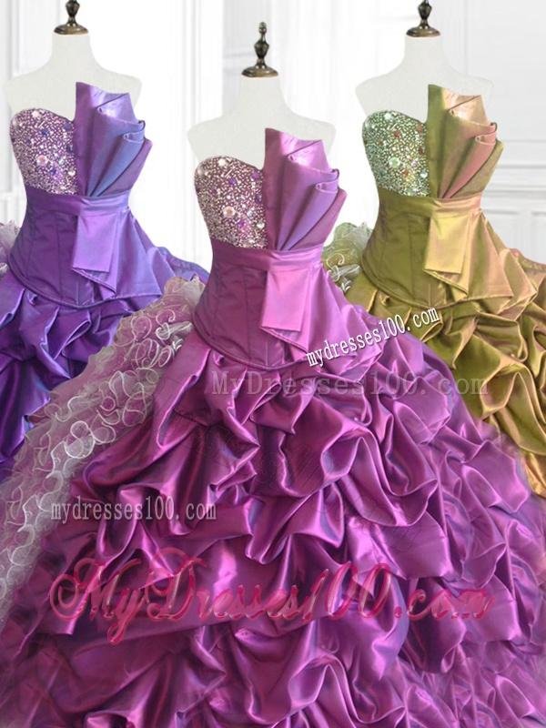 Fashionable Strapless Pick Ups Quinceanera Dresses with Sequins and Ruffles