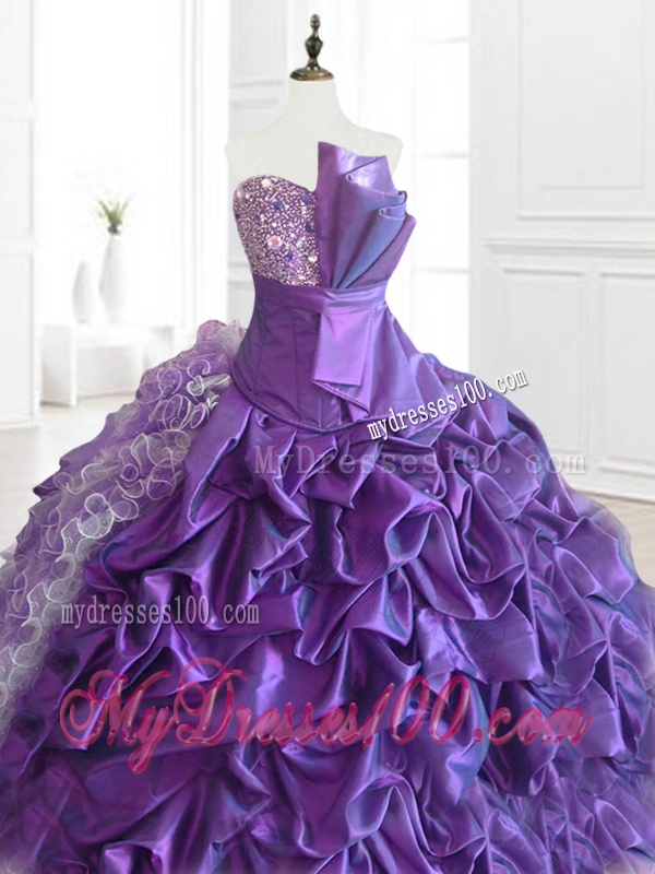 Fashionable Strapless Pick Ups Quinceanera Dresses with Sequins and Ruffles