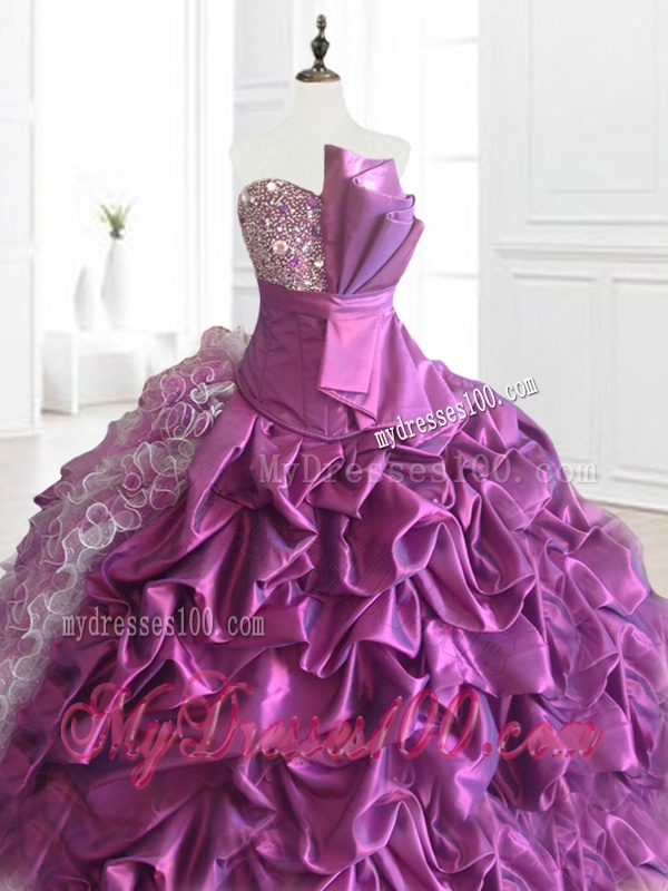 Fashionable Strapless Pick Ups Quinceanera Dresses with Sequins and Ruffles