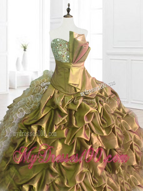 Fashionable Strapless Pick Ups Quinceanera Dresses with Sequins and Ruffles
