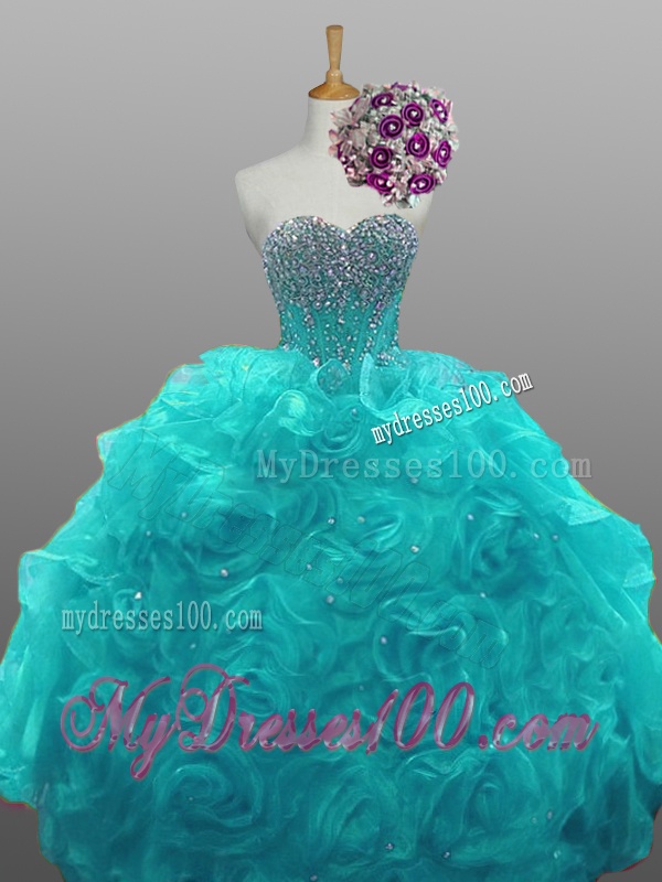 Gorgeous Sweetheart Beaded Quinceanera Dresses with Rolling Flowers