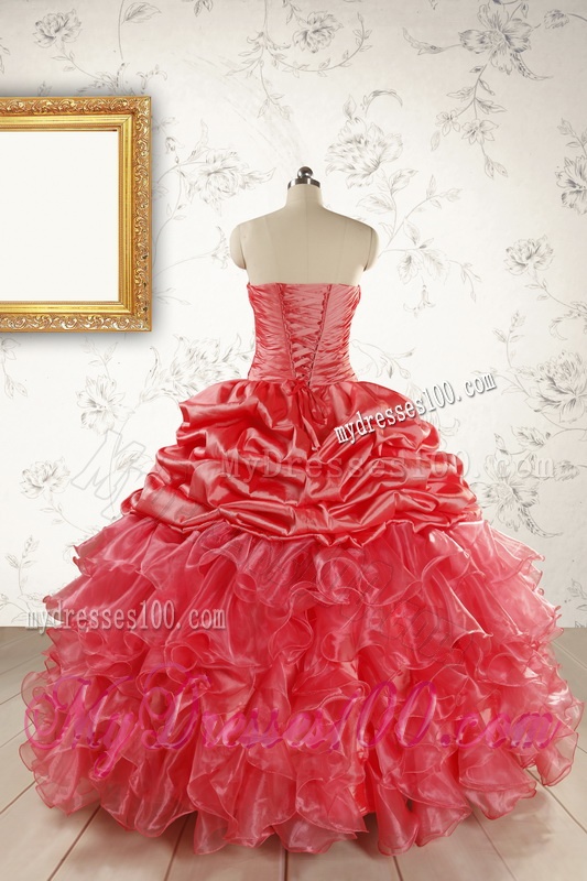 Luxurious Sweetheart Beading Quinceanera Dresses in Watermelon