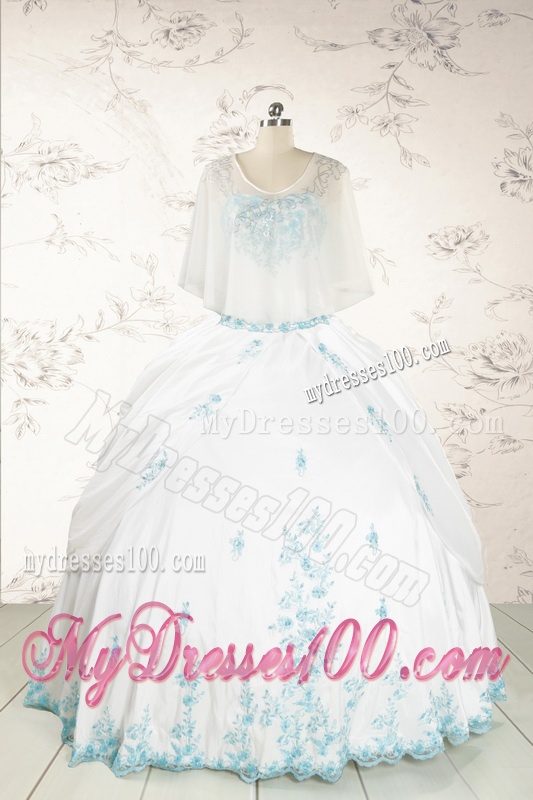 Modest Appliques Quinceanera Dresses in White for 2016