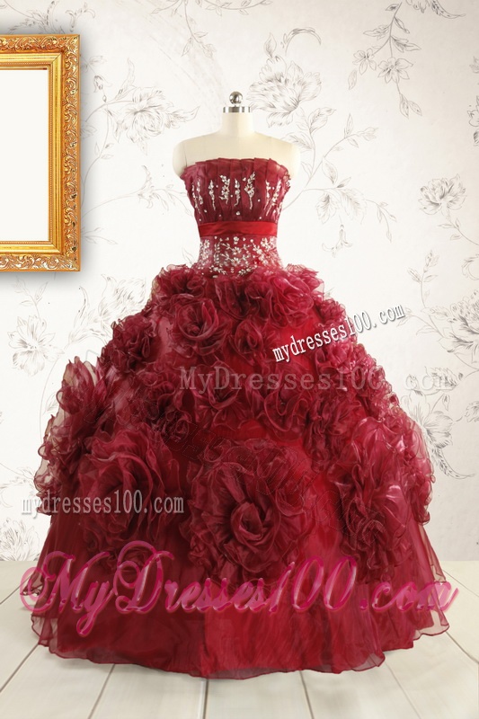 New Style Ball Gown Wine Red Quinceanera Dresses for 2016