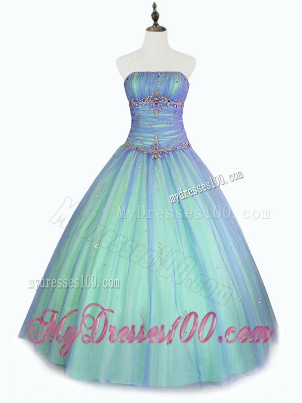 Perfect Beaded Floor Length Sweet 16 Dresses with Strapless