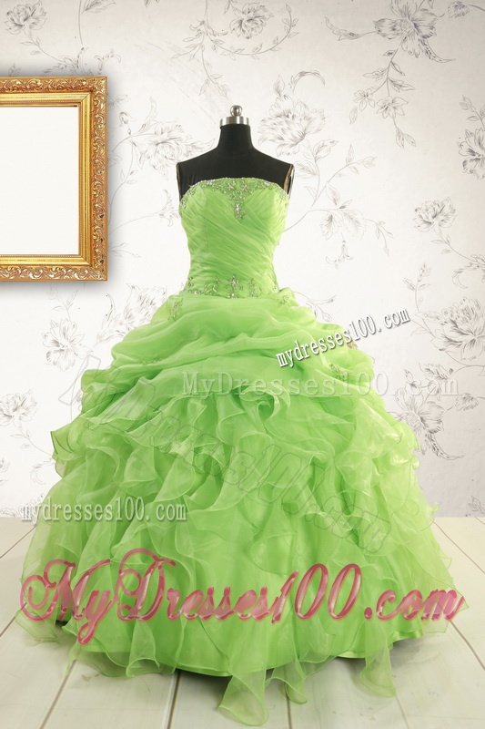 Perfect Green Quinceanera Dresses with Beading and Ruffles