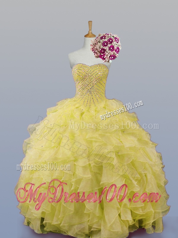 Popular Sweetheart Dress for Quince with Beading and Ruffles