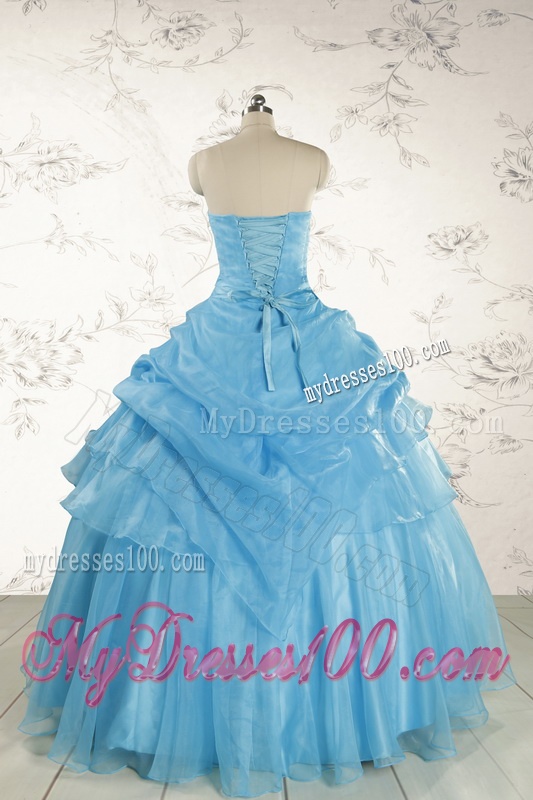 Pretty Aqua Blue Quinceanera Dresses with Appliques for 2016