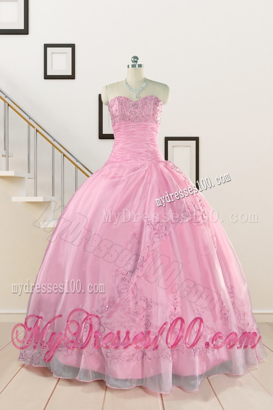Pretty Baby Pink Quinceanera Dresses with Beading and Appliques for 2016